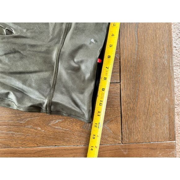 SPANX Rich Olive Green Faux Leather Liquid Leggings Size Small - Picture 6 of 8